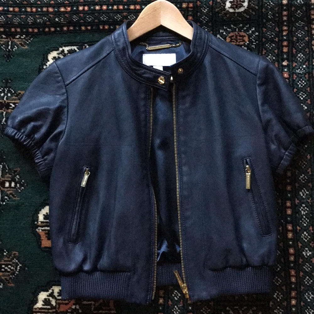 Michael Kors short sleeved leather jacket